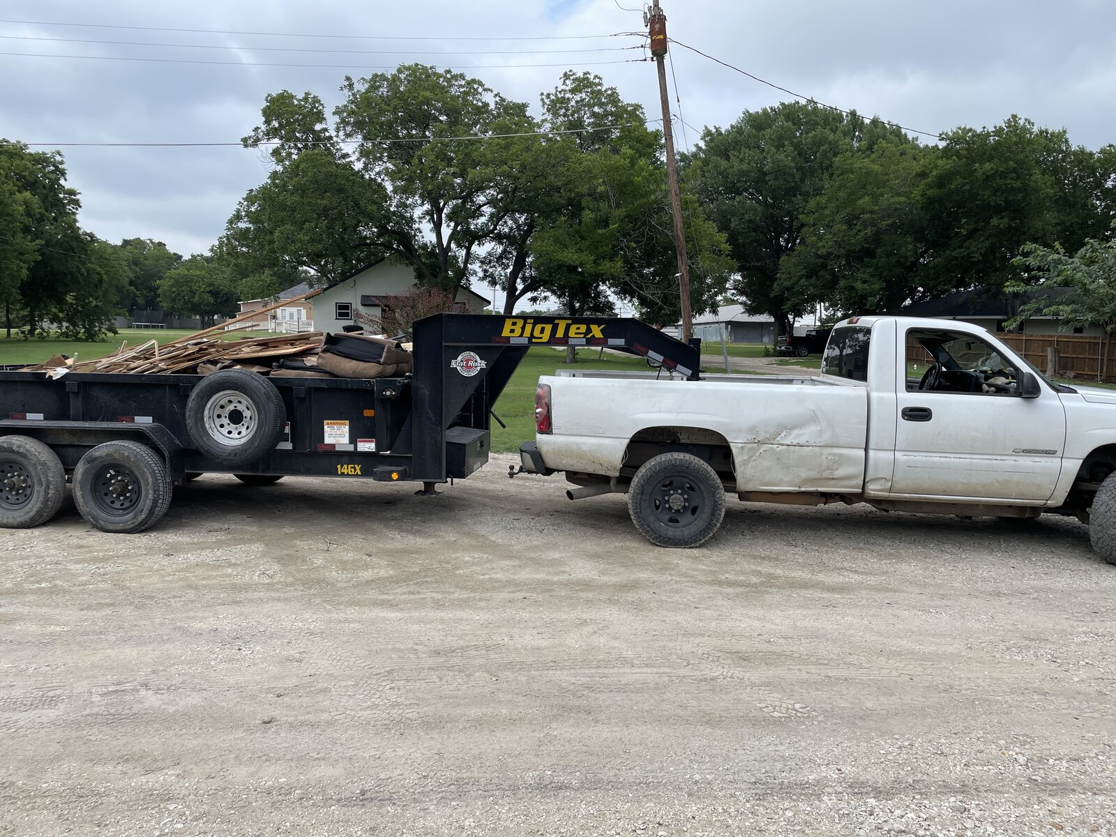 Tornado Disposal hauling trailer ready for junk removal and aggregate hauling